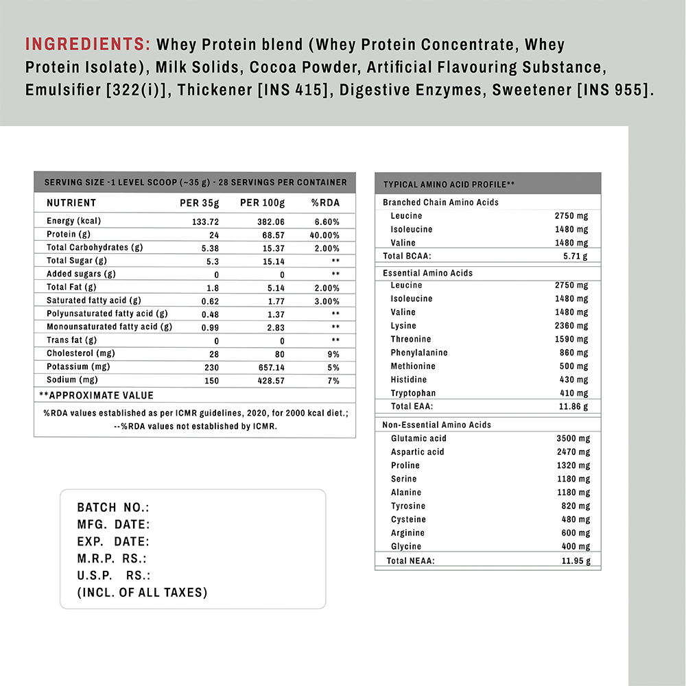 HN Fuel Isolate Belgian Chocolate nutrition panel