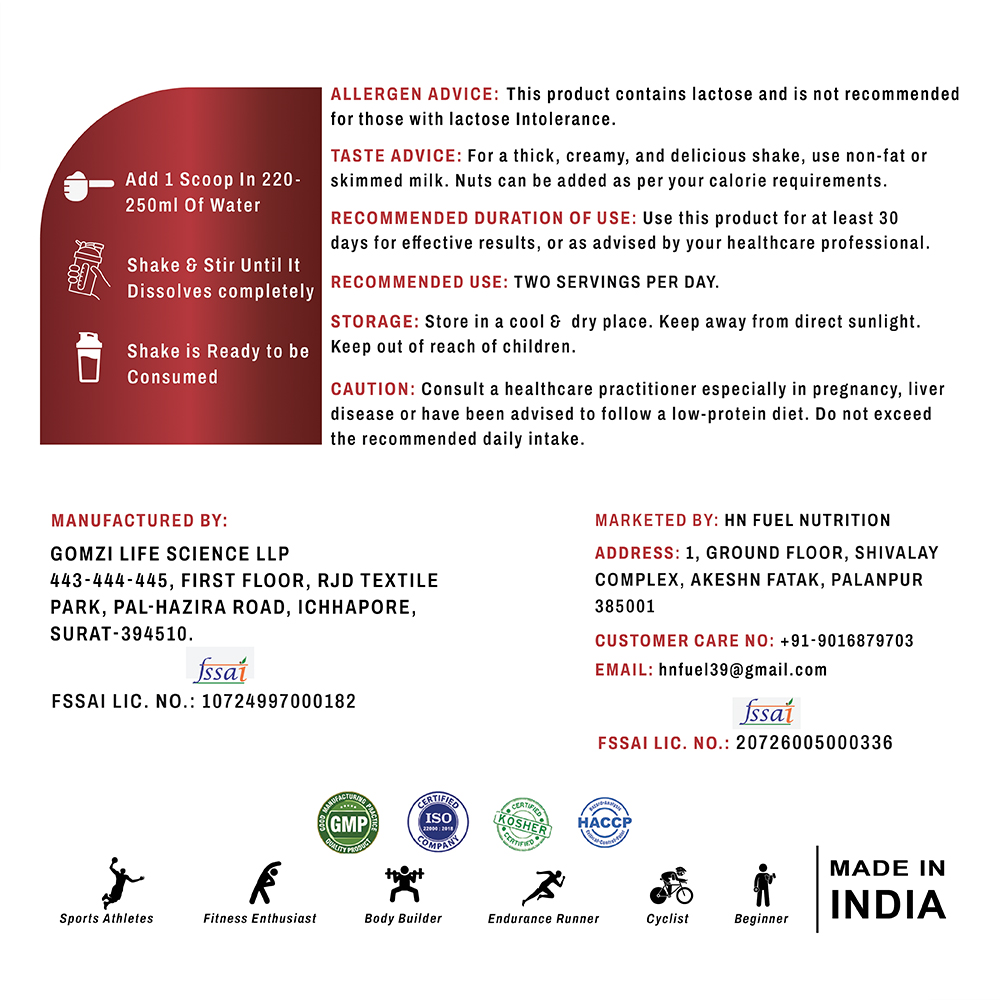 HN Fuel Whey Protein Mango back label